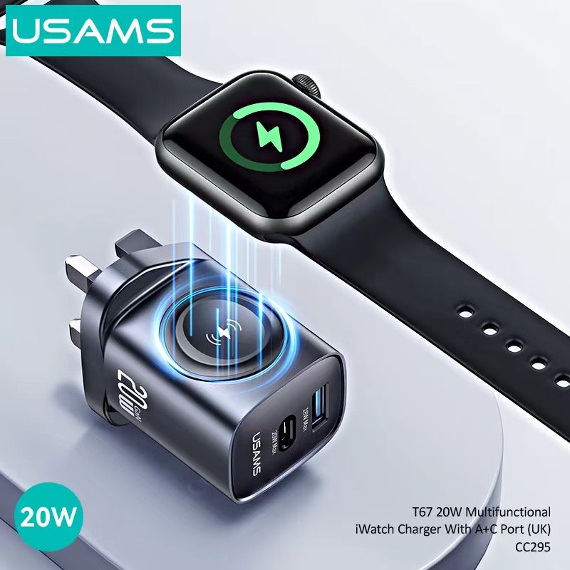USAMS Chargeur 3-en-1 - iPhone + Apple Watch