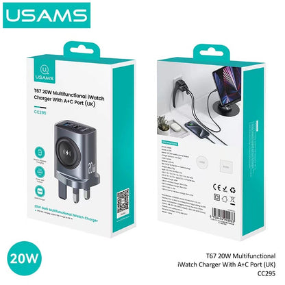 USAMS Chargeur 3-en-1 - iPhone + Apple Watch