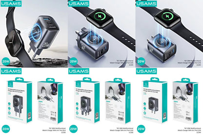 USAMS Chargeur 3-en-1 - iPhone + Apple Watch